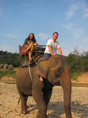 Elephant riding in Laos